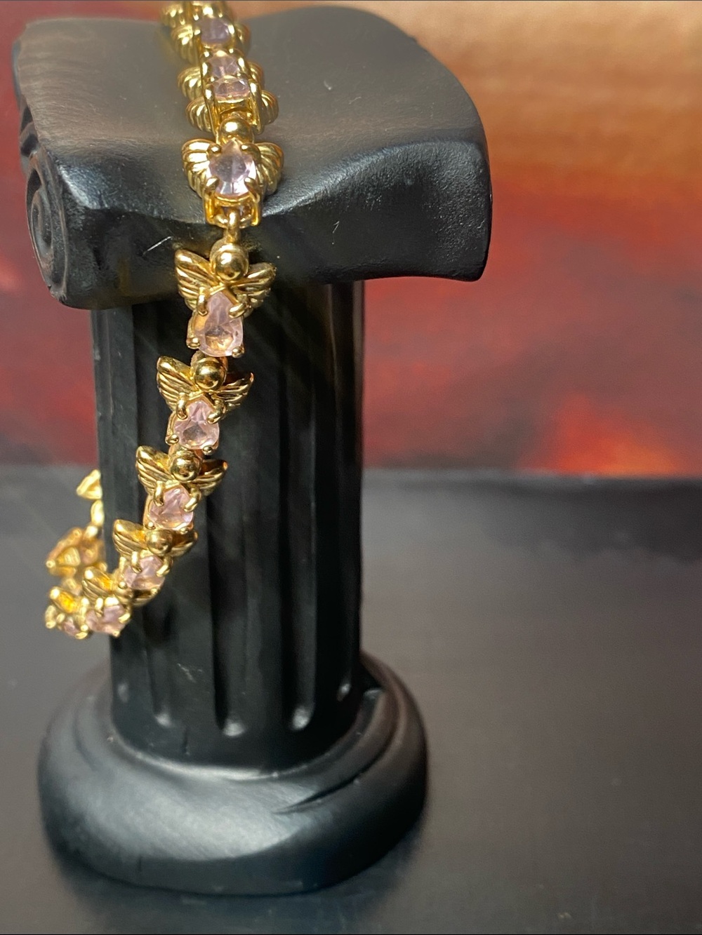 🍇Vintage Avon “Little Angels” Tennis Bracelet   Pink Rhinstones Extender